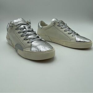 Dolce Vita Women SZ 8.5 Zina Sneaker White Silver Leather Shoes-MSRP $125